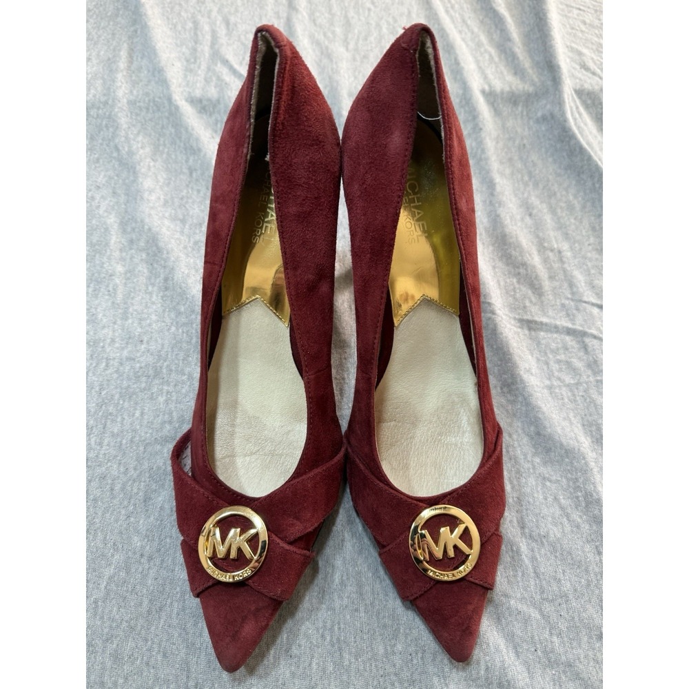 Michael Kors Women's  Leather Suede Velvet Red Pump Heels Size 9.5